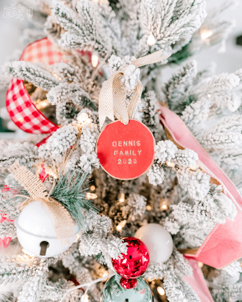 diy hand stamped clay tree ornament